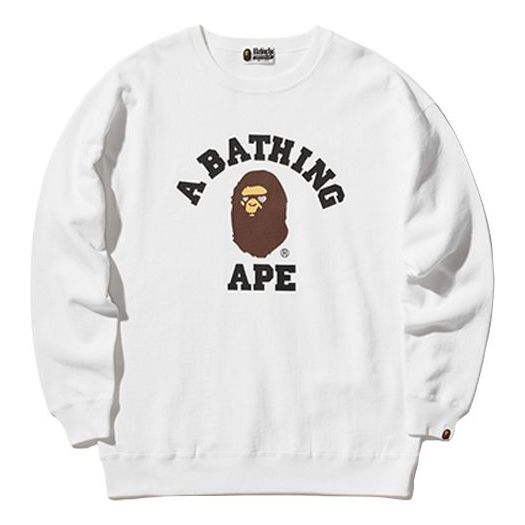 BAPE Classic Ape Head Alphabet Printing Pullover Long Sleeves White 0Z ...