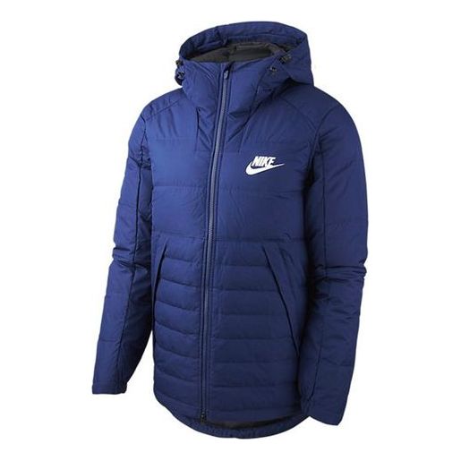 Nike Outdoor Windproof Stay Warm Casual hooded down Jacket Navy Blue D ...