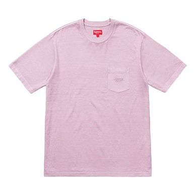 Supreme SS18 Overdyed Pocket Tee Washed Light Purple Logo Tee SUP