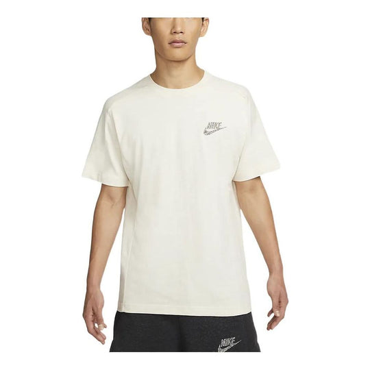 Men's Nike Small Label Solid Color Sports Straight Short Sleeve Coconut Milk T-Shirt DM5638-113