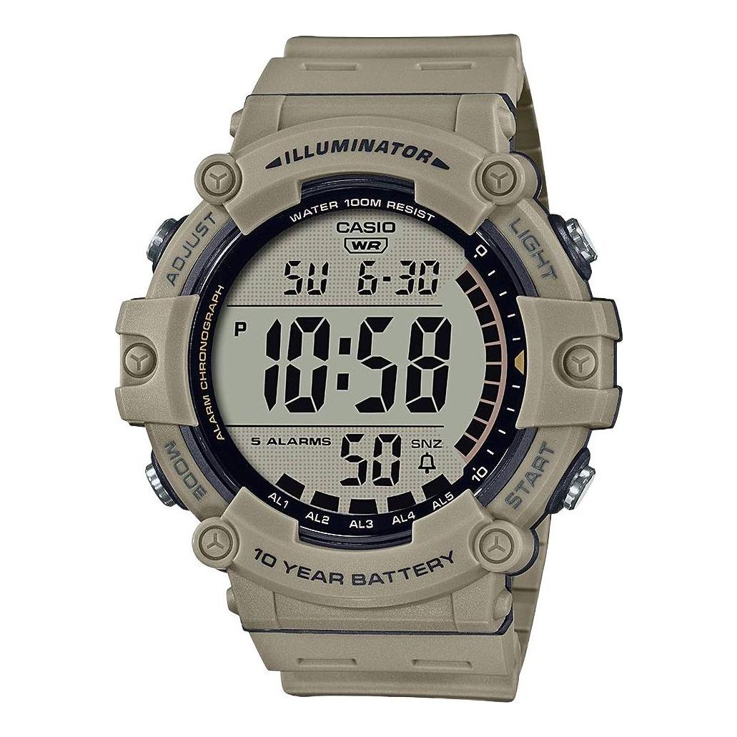 Men's CASIO Khaki Waterproof Quartz Resin Strap Date Display Watch Mens  Digital AE-1500WH-5AVCF