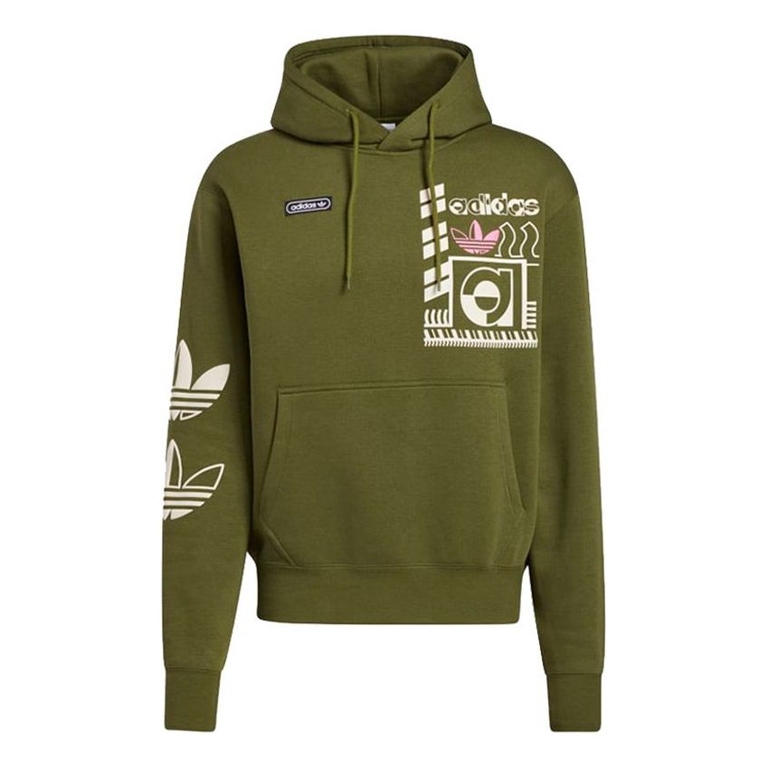 adidas originals Casual Sports hooded Pullover Green GN3865 - KICKS CREW