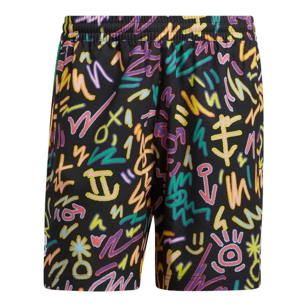 Men's adidas Graffiti Full Print Sports Shorts Black HC3087 - KICKS CREW