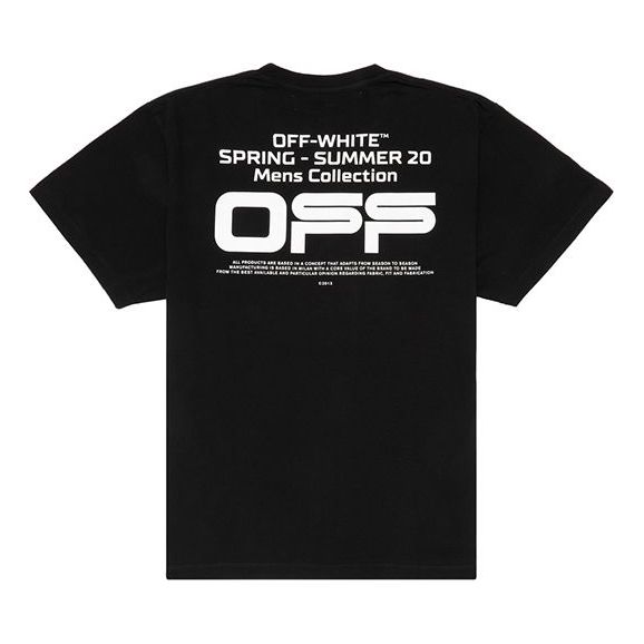 Off-White Wavy Line White T-Shirt Printing Short Sleeve Loose Fit Black  OMAA038R201850041001