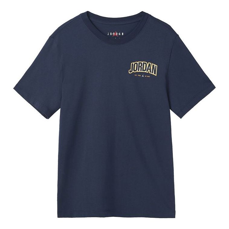 Men's Air Jordan Gfx Ss Crew Large Logo Alphabet Printing Sports Solid  Color Round Neck Short Sleeve Blue T-Shirt DM3218-410