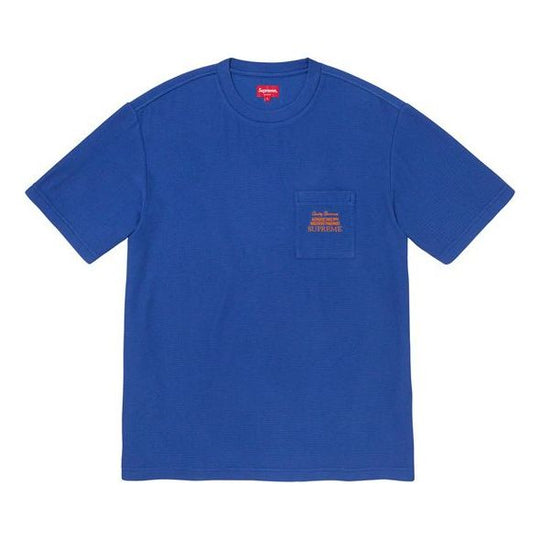 Supreme FW19 Week 2 Waffle Pocket Tee Short Sleeve Unisex Blue SUP-FW1 -  KICKS CREW