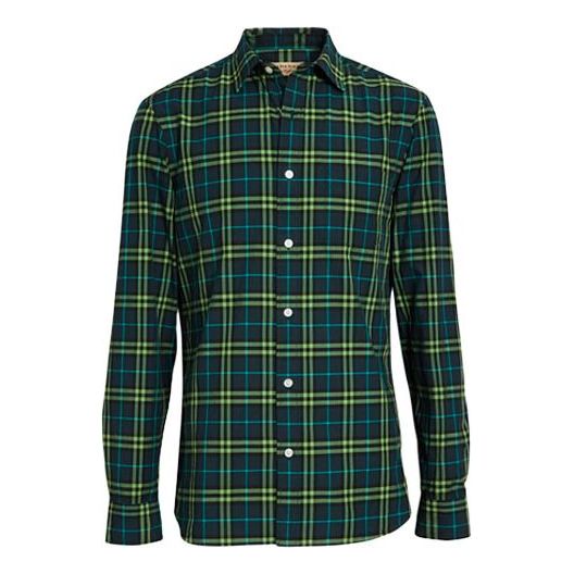 Burberry Flannel Check Shirt in Green for Men