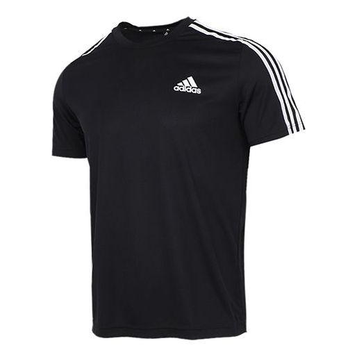 adidas M 3s T Casual Sports Side Stripe Round Neck Short Sleeve Black ...