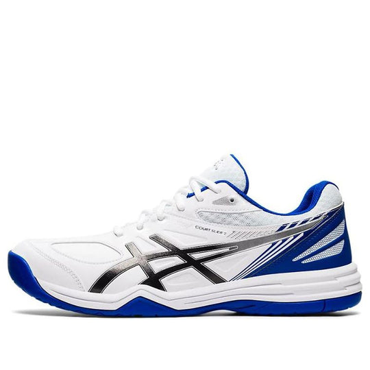 Asics Court Slide 2 Running Shoes White/Blue/Black 1041A194-101 Marathon Running Shoes/Sneakers - KICKSCREW