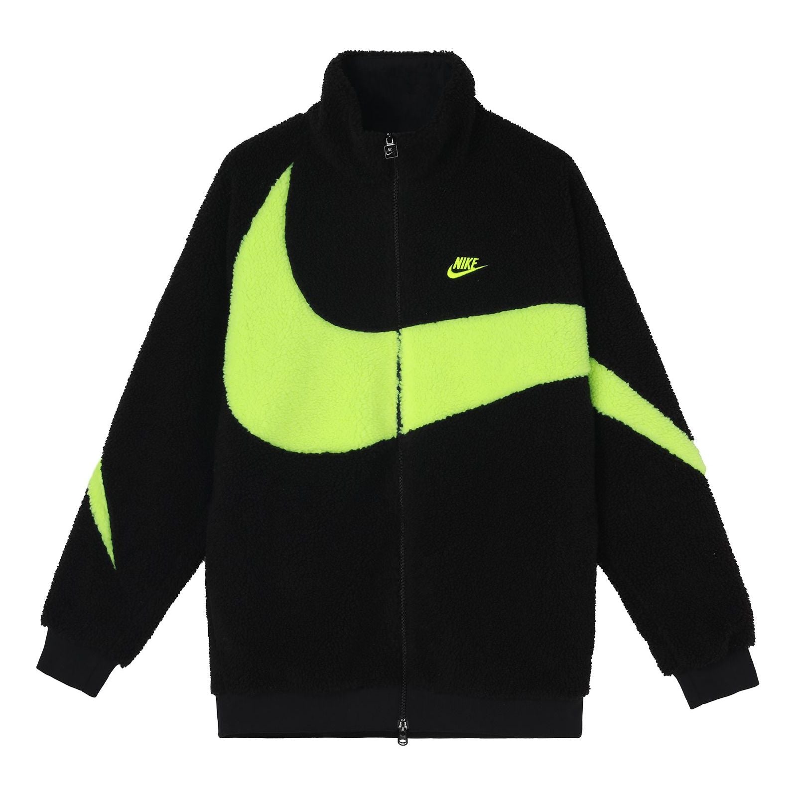 Nike Big Swoosh Reversible Boa Jacket (Asia Sizing) 'Black Neon' BQ6546-017