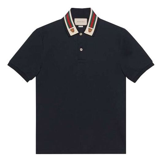 GUCCI Stripe Short Sleeve polo Navy Blue 545714-XJAGU-4685-KICKS CREW