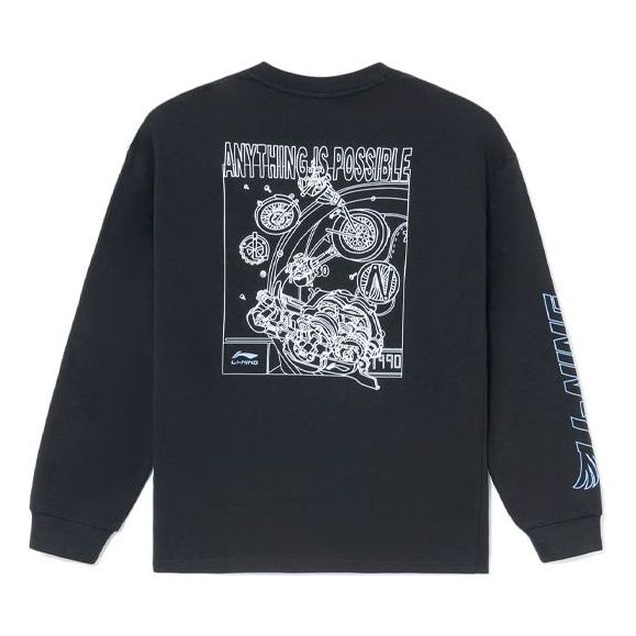 Li-Ning Sports Stylish Series Pattern Printing Pullover 'Black' AHSS01 ...