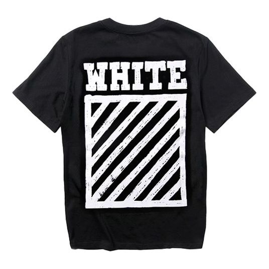 Off-White square frame Printing Round Neck Short Sleeve Unisex Black O ...