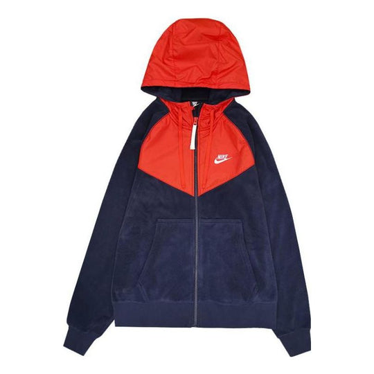 Nike Sportswear Logo Zipped Hooded Jacket 'Black Red' CJ4542-451 ...