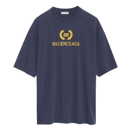 Balenciaga Alphabet Printing Short Sleeve Navy Blue 492258TAV044128 ...