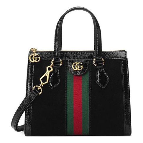 (WMNS) Gucci Ophidia Gold Label Logo Stripe Webbing Suede Patent Leath ...