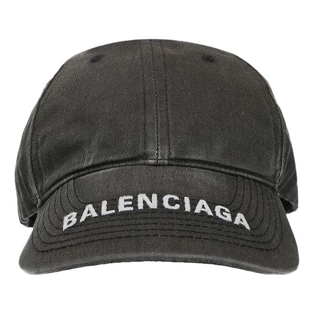 Balenciaga Washed Denim Logo Baseball Cap 'Black/White