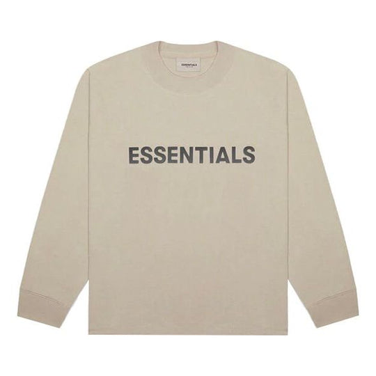 Fear of God Essentials SS20 Boxy Long Sleeve Cream Logo Tee FOG-SS20-4