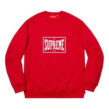 Supreme SS19 Warm Up Crewneck Red Chest logo Pullover Unisex SUP-SS19-