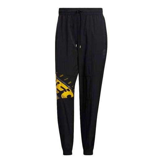 Men's adidas neo Basketball Series Alphabet Printing Lacing Bundle Feet Sports Pants/Trousers/Joggers Black HM9989