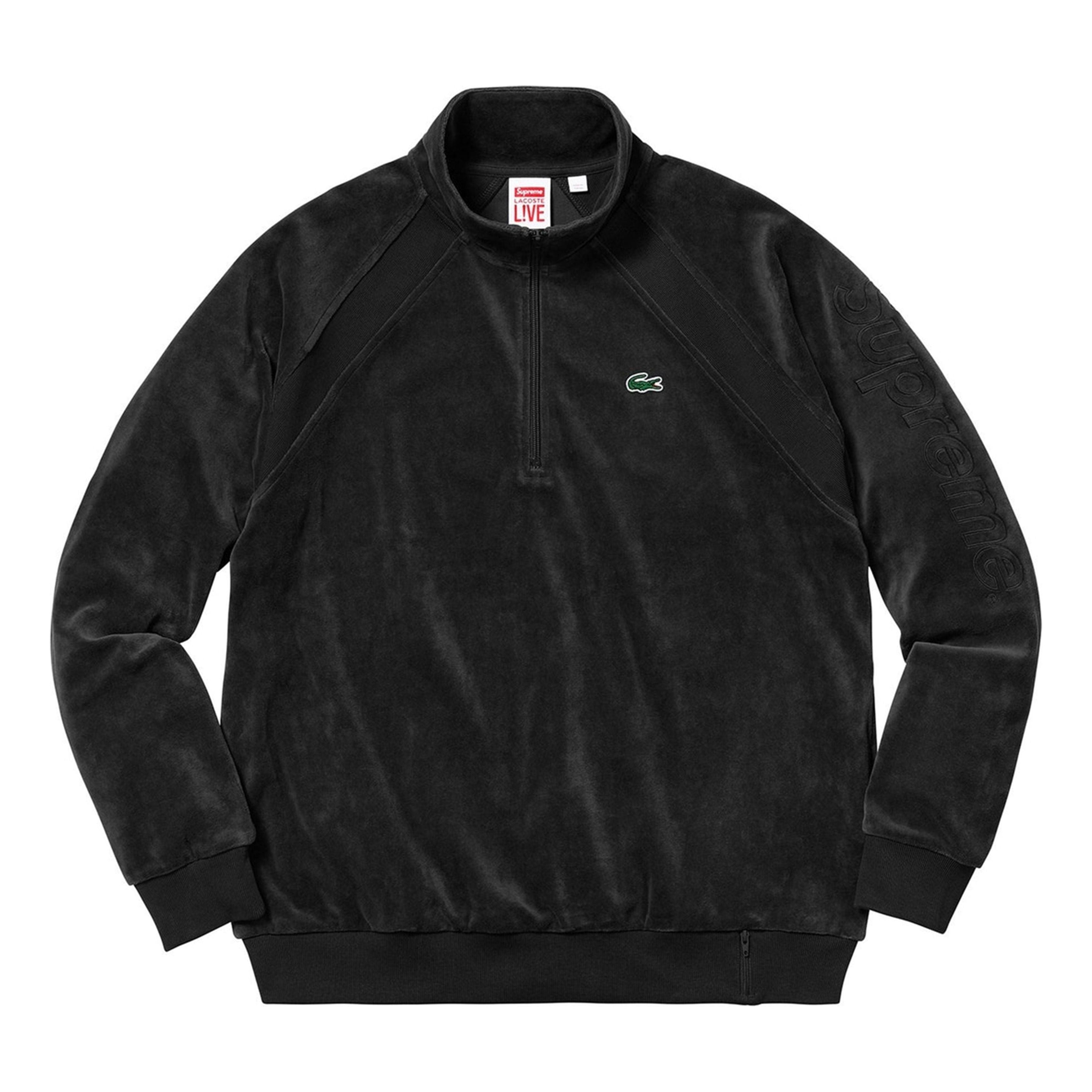 Supreme SS18 LACOSTE Velour Half-Zip Track Top Black SUP