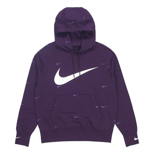 Men s Nike Sportswear Swoosh Athleisure Casual Sports Printing Logo Purple Pullover DA0111 525