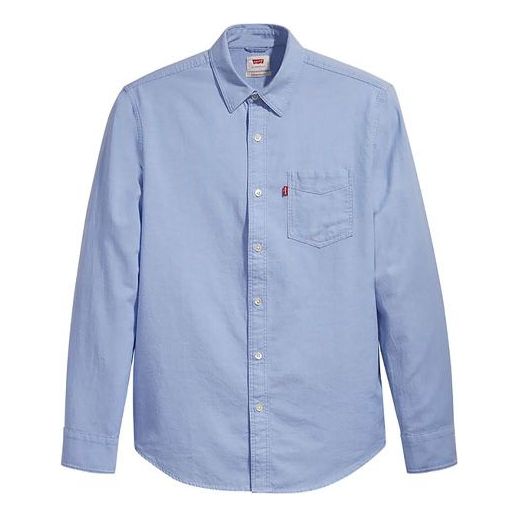 Men's Levis lapel Long Sleeves Button Shirt Light Blue 85746-0001 ...