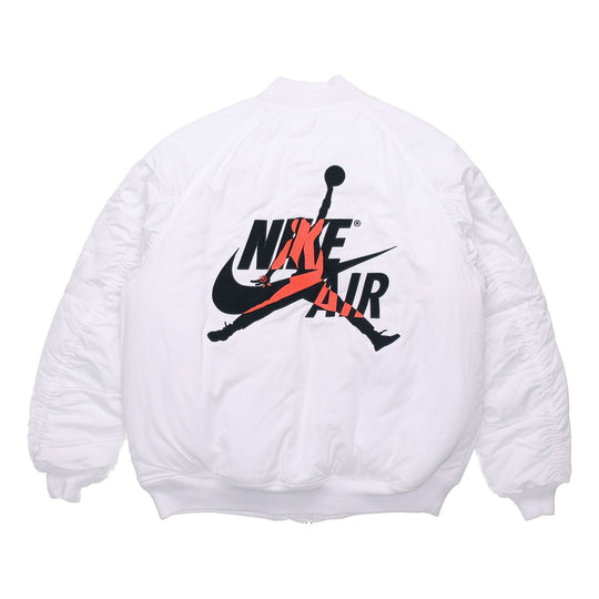 Air Jordan Wings MA-1 logo Printing Stay Warm Casual Jacket White