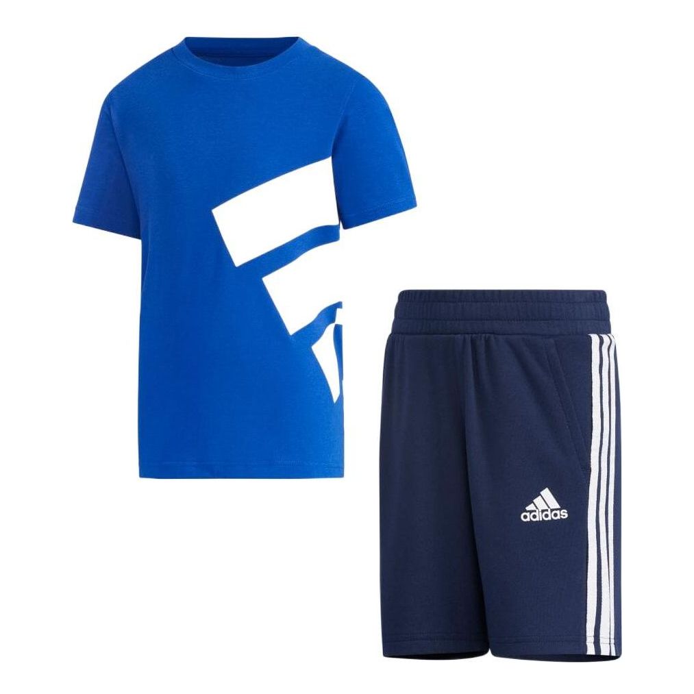 (PS) adidas Brand Tee Set Logo Round Neck Short Sleeve Stripe Straight ...