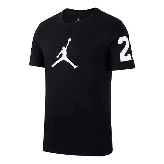 Air Jordan 23 Logo Printing Casual Sports Round Neck Short Sleeve Blac ...