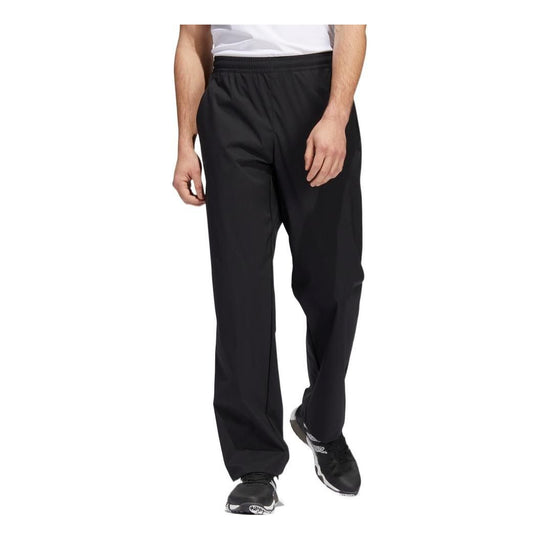 Men's adidas Solid Color Logo Mid Waist Straight Lacing Sports Pants/Trousers/Joggers Black HF9124