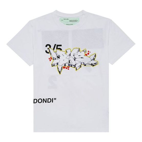 Men's OFF-WHITE White Dondi Printing T-Shirt OMAA036S191850280188