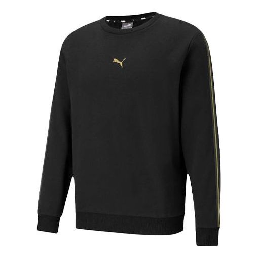 PUMA Logo Solid Color Fleece Lined Casual Round Neck Black 587665-01 ...