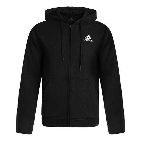 adidas Essentials 3-Stripes Fleece Full-Zip Hoodie - Black