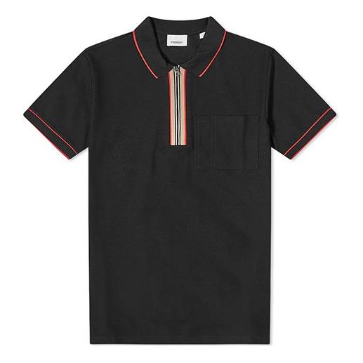 Men's Burberry Stripe Short Sleeve Polo Shirt Black 80333961 - KICKS CREW