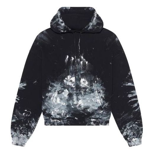 (WMNS) Balenciaga Printing Fleece Hoodie Black 662531TKVG21070 - KICKS CREW