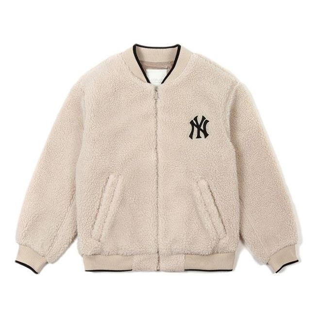MLB Korea - Velvet Monogram Short Padded Jacket Beige - New York Yankees / XS