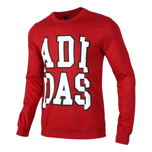 adidas neo Large Logo Printing Round Neck Pullover Red EI6271