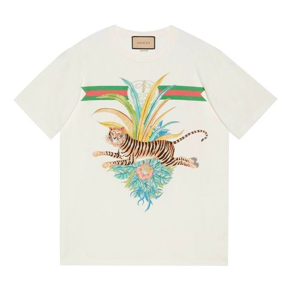 Gucci SS22 GG Men Tiger Cotton T-Shirt 'White' 548334-XJD3W-9095-KICKS CREW