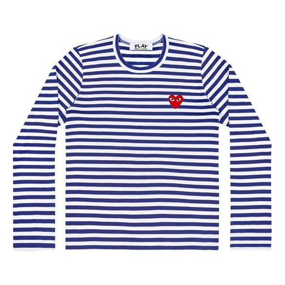 COMME des GARCONS PLAY Striped Big Heart Long-Sleeve T-Shirt 'Blue/White'  AZ-T164-051-2