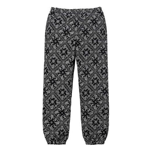 Supreme SS18 Bandana Track Pant Black cashew Casual Jogger Pants Unise