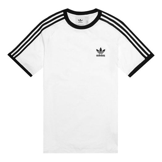 adidas originals 3-Stripes Tee Casual Round Neck Loose Logo Stripe Sho ...