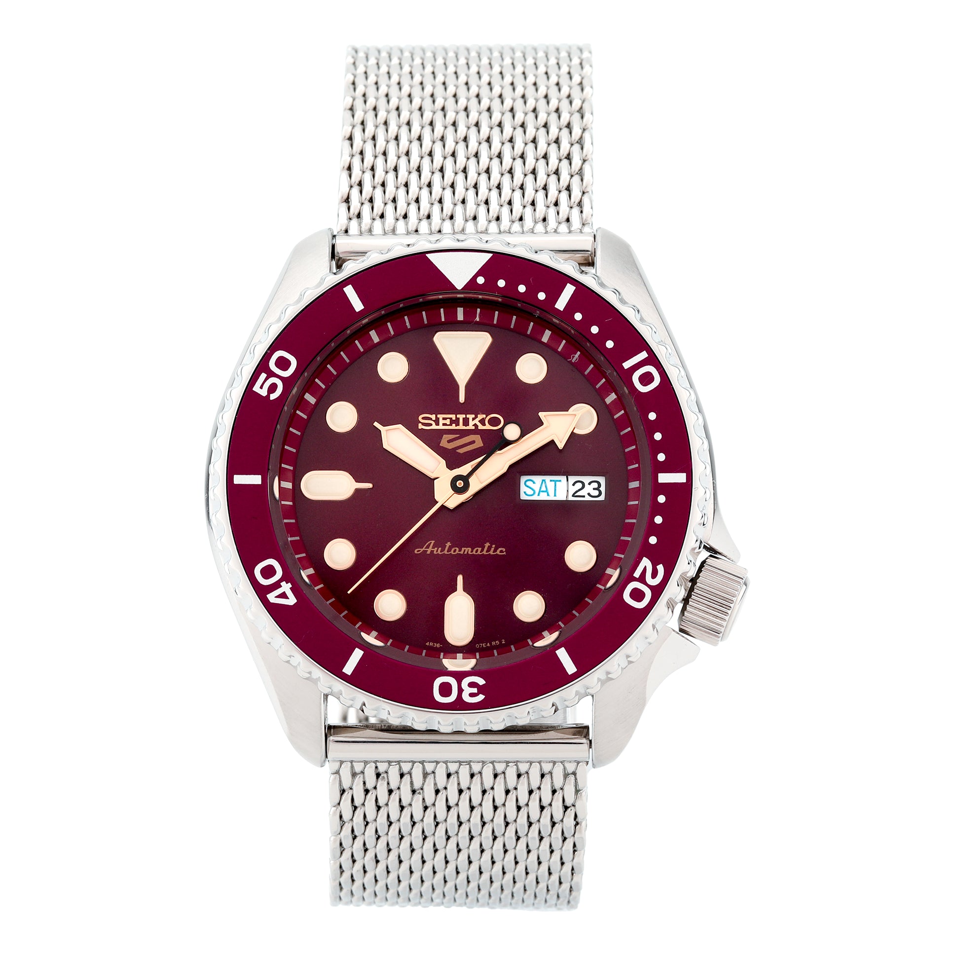 SEIKO No. 5 Sports Mechanical Watch Wine Red SRPD69K1 KICKS CREW