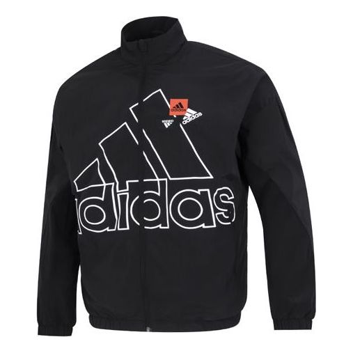 Men's adidas Mh Bp3 Wvjkt Large Logo Athleisure Casual Sports Woven Jacket  Autumn Black HP1433