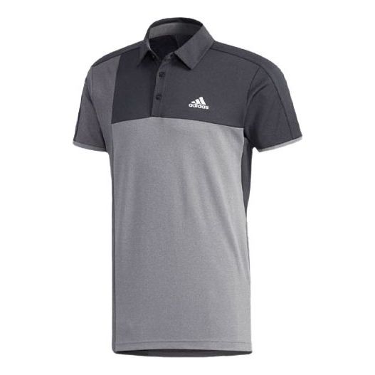 adidas Logo Printing Colorblock Sports Short Sleeve Polo Shirt Gray DV