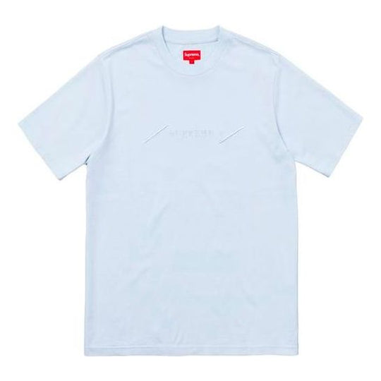 Supreme SS18 Tonal Embroidery Top Light Blue Tee SUP-SS18-328