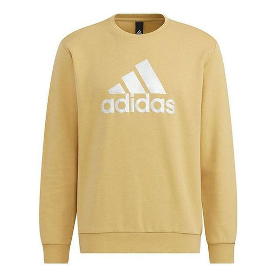 Men's adidas Brand Large Logo Printing Round Neck Long Sleeves Khaki H ...