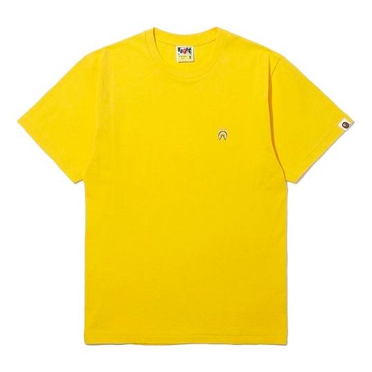 Men's BAPE Small Label Shark Embroidered Short Sleeve Yellow 0ZXTEM10057XC