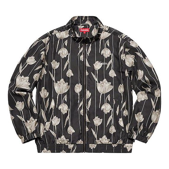 Supreme SS19 Floral Silk Track Jacket Flowers Unisex Black SUP-SS19-10