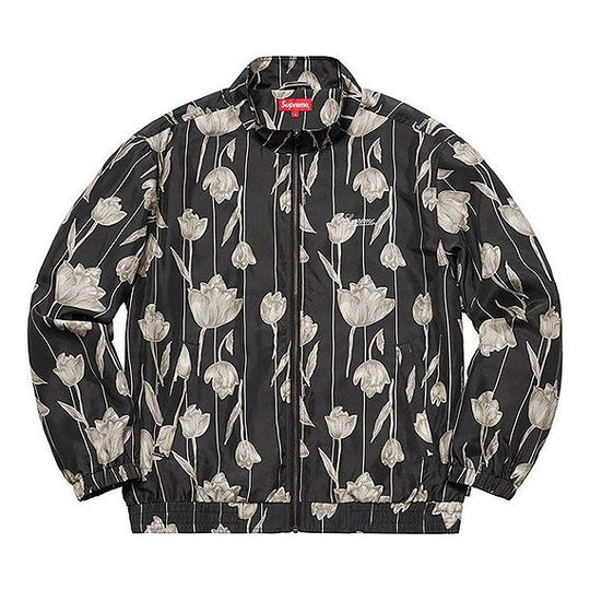 Supreme SS19 Floral Silk Track Jacket Flowers Unisex Black SUP-SS19-10344